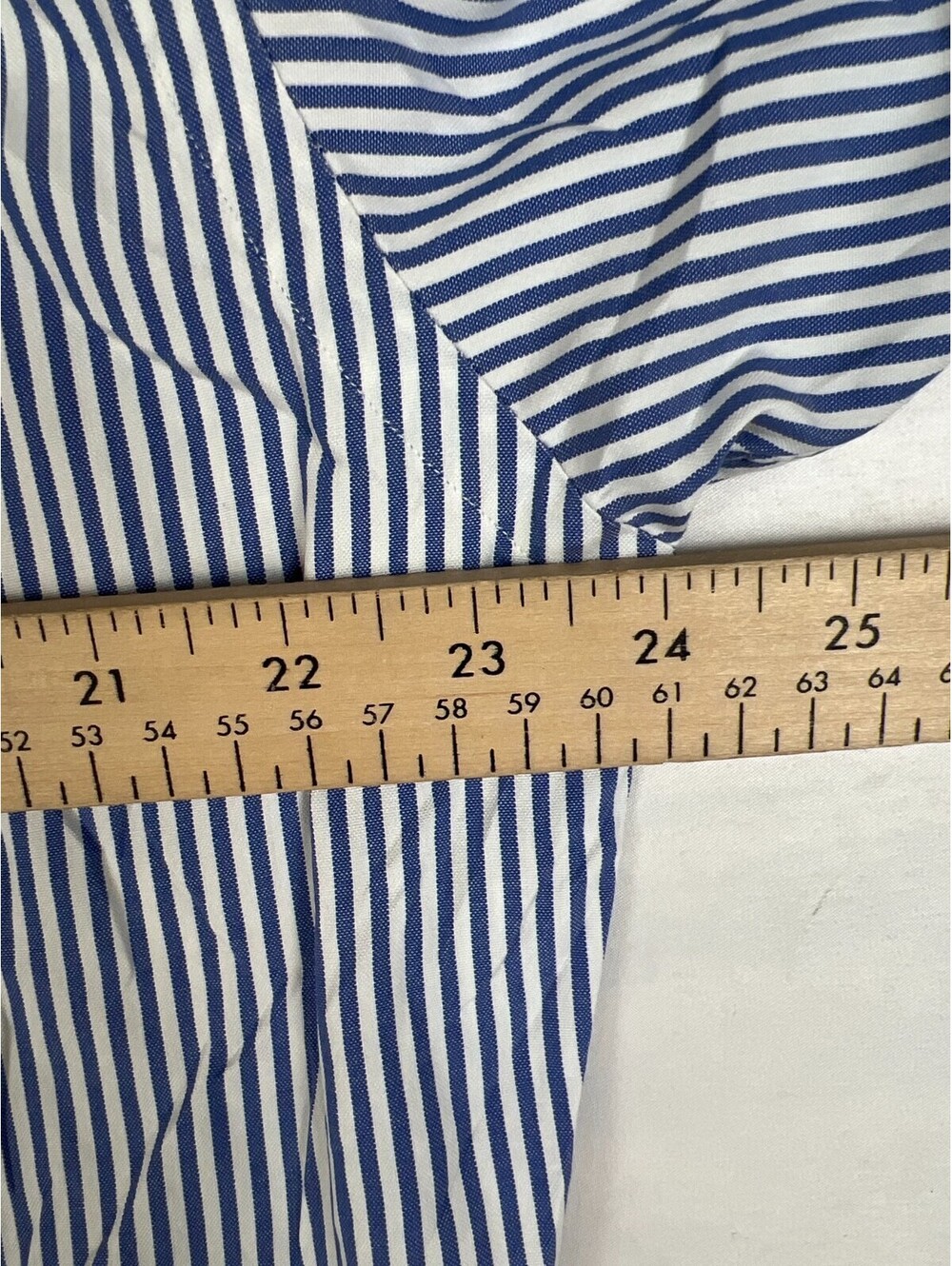 Ralph Lauren Men 15-35 Yarmouth Button Down Shirt Blue White Striped Cotton - Picture 9 of 11